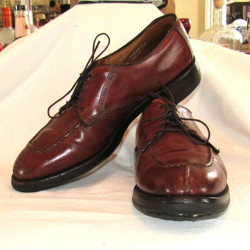Allen Edmonds Cognac Brown Dellwood Oxfords Size 8.5 D Split-Toe Good Cond